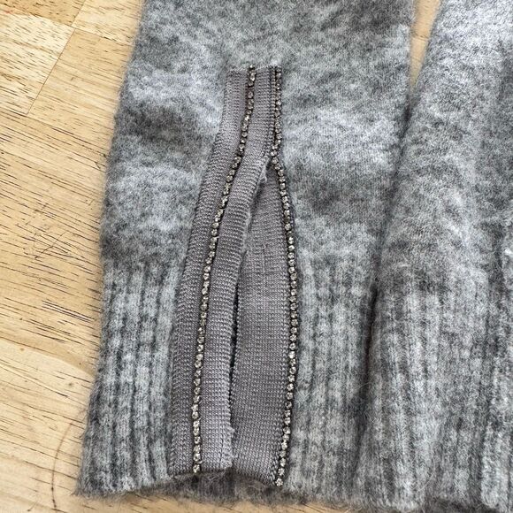 3.1 Phillip Lim Embellished-Cuff Pullover Gray Sweater Medium Cashmere Alpaca